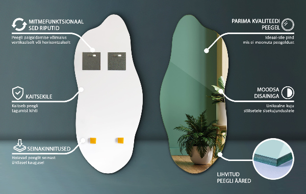 Szabálytalan tükör dekoratív a falra 35x80 cm