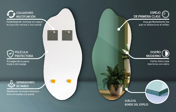 Aszimmetrikus forma tükör keret nélkül 40x90 cm