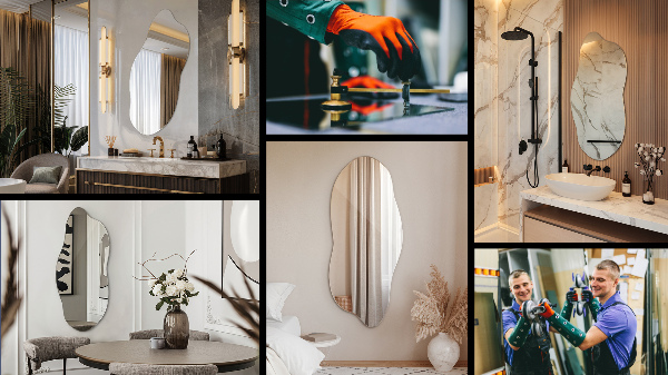 Aszimmetrikus forma tükör keret nélkül 40x90 cm