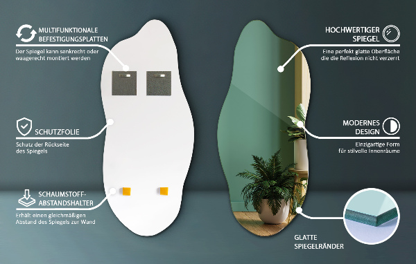 Szokatlan forma tükör modern 45x100 cm