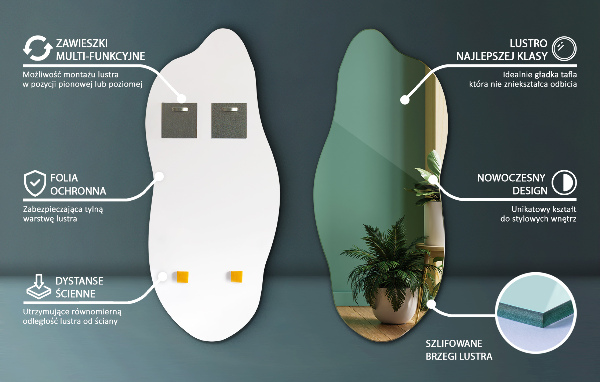 Szokatlan forma tükör modern 45x100 cm