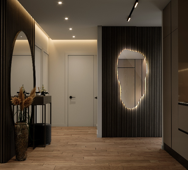 Szokatlan forma tükör led világítással 40x80 cm