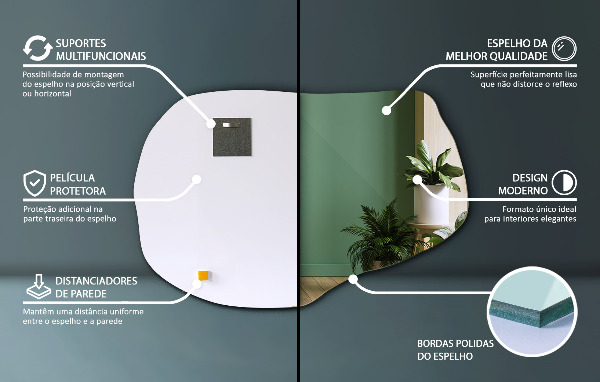 Szabálytalan tükör dekoratív 70x46 cm