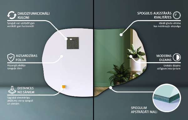 Szabálytalan tükör dekoratív 70x46 cm