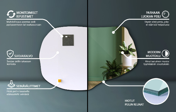 Furcsa forma tükör stílusos 90x59 cm