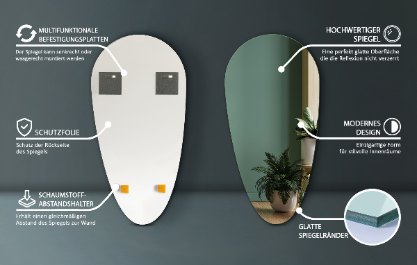 Csepp tükör keret nélkül 50x100 cm