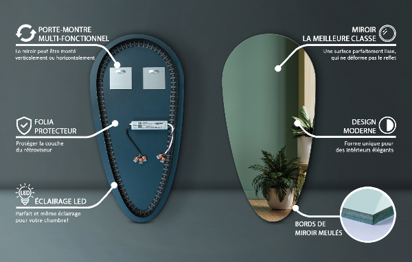 Ledes fürdőszobai tükör csep 50x100 cm