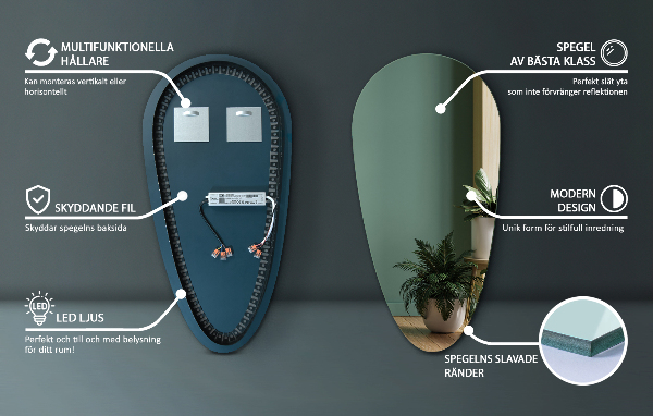 Ledes fürdőszobai tükör csep 50x100 cm