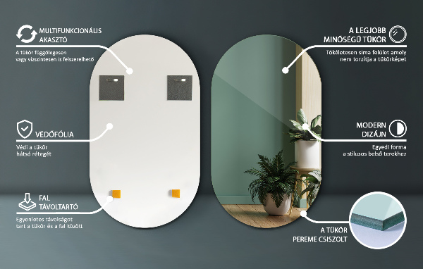 Ovális tükör 40x70 cm