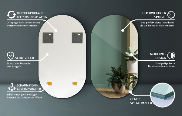 Ovális fali tükör 46x80 cm