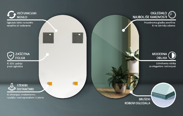 Ovális fali tükör 46x80 cm