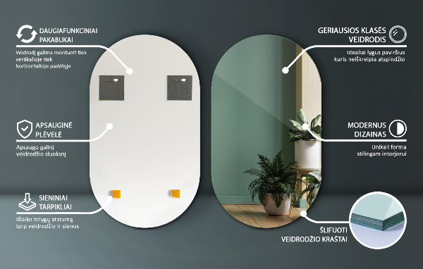 Ovális fali tükör 46x80 cm