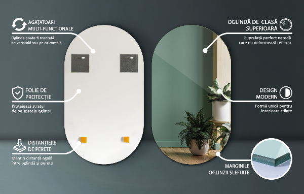 Tükör ovális 58x100 cm