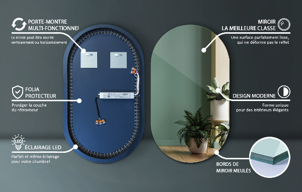 Ledes tükör ovális 58x100 cm