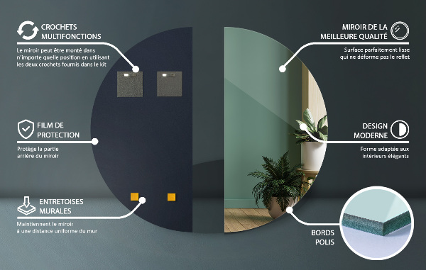 Modern fali tükör 45x90 cm