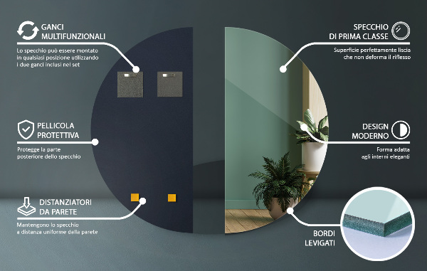 Modern fali tükör 45x90 cm