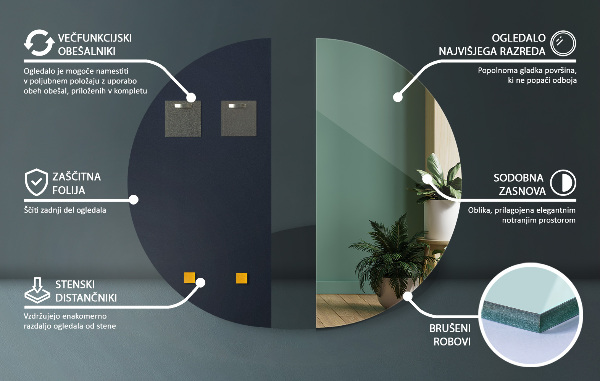 Modern fali tükör 45x90 cm