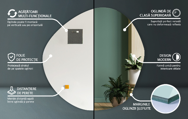 Szokatlan forma tükör 77x77 cm