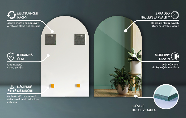 Fél-ovális tükör 40x70 cm