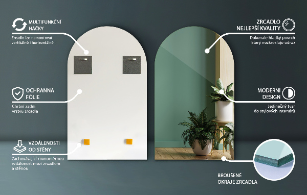 Félig ovális tükör 45x80 cm