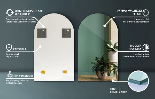 Félig ovális tükör 45x80 cm