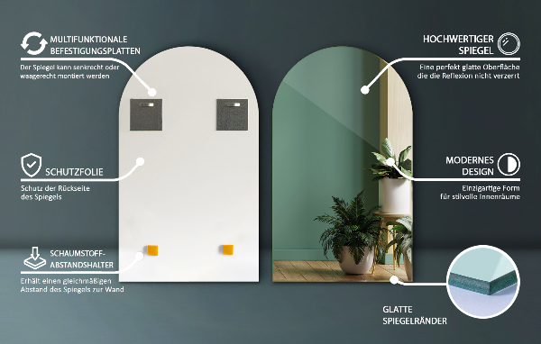 Fél-ovális tükör 50x90 cm