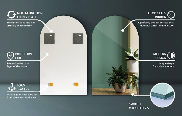 Fél-ovális tükör 50x90 cm