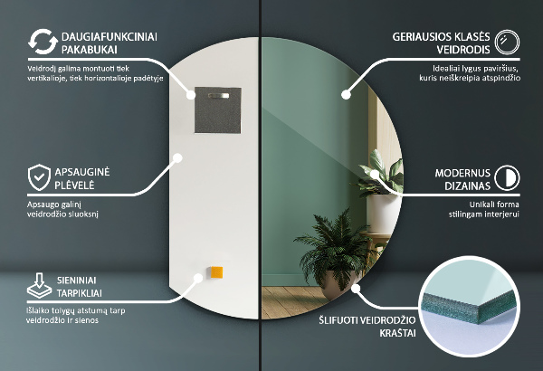 Organikus tükör keret nélkül 70x80 cm