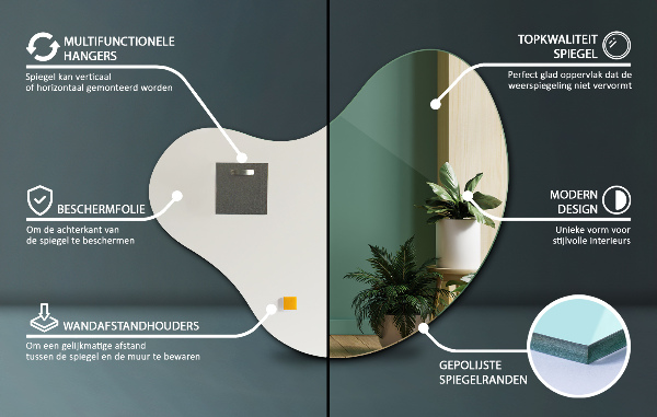 Tükör egyedi alakú keret nélküli 77x77 cm