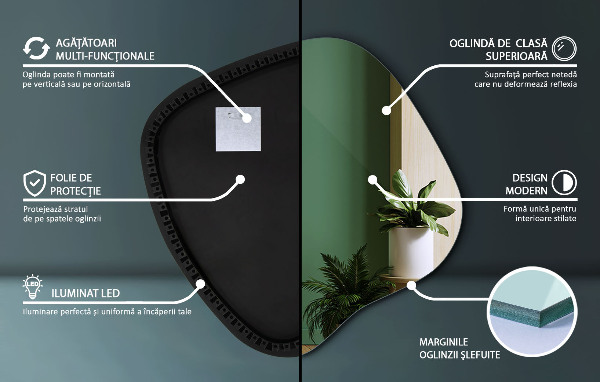 Szabálytalan led tükör 59x58 cm