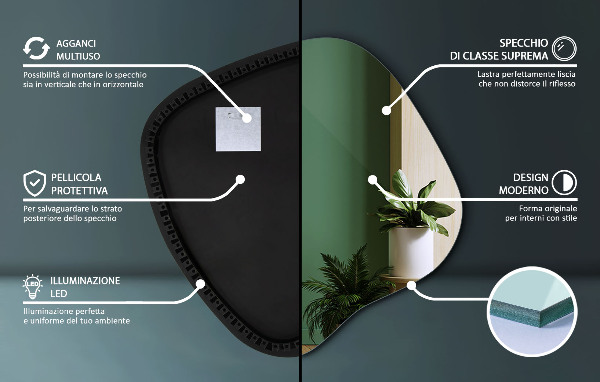 Szabálytalan led tükör 59x58 cm
