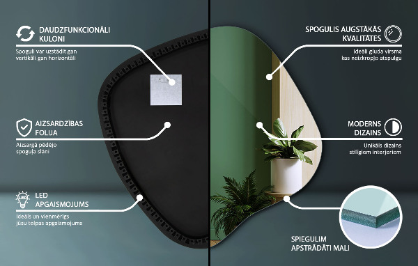 Szabálytalan led tükör 59x58 cm