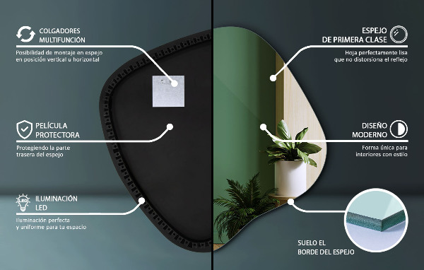 Szabálytalan led tükör 68x67 cm