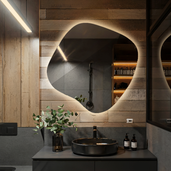 Szabálytalan led tükör 68x67 cm