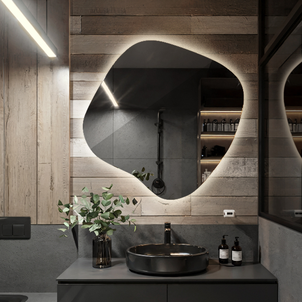 Szabálytalan led tükör 77x77 cm