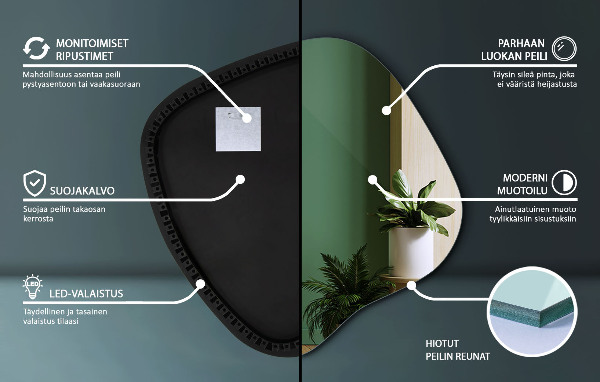 Szabálytalan led tükör 77x77 cm