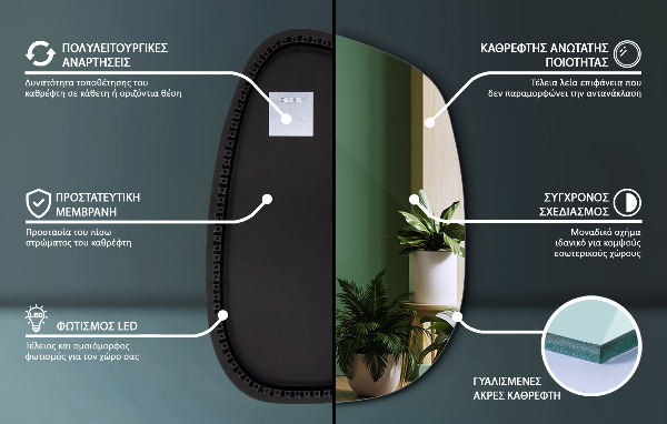 Szabálytalan led tükör 55x38 cm