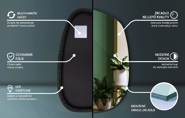 Furcsa forma ledes tükör 91x66 cm