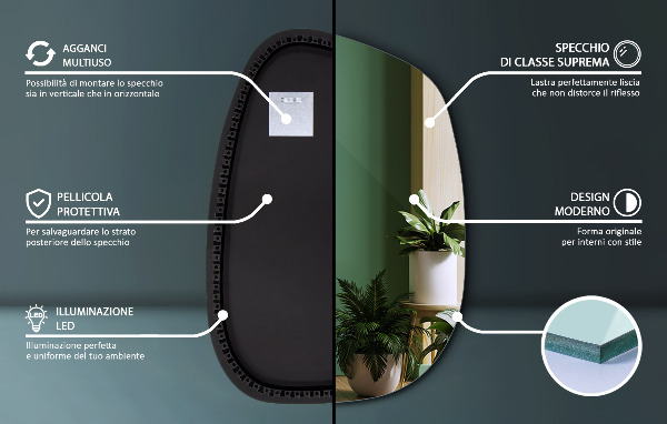 Furcsa forma ledes tükör 91x66 cm