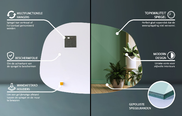 Szabálytalan folt alakú tükör 49x34 cm