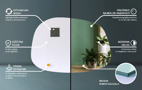 Szabálytalan folt alakú tükör 55x38 cm