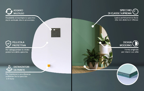 Szabálytalan folt alakú tükör 91x66 cm