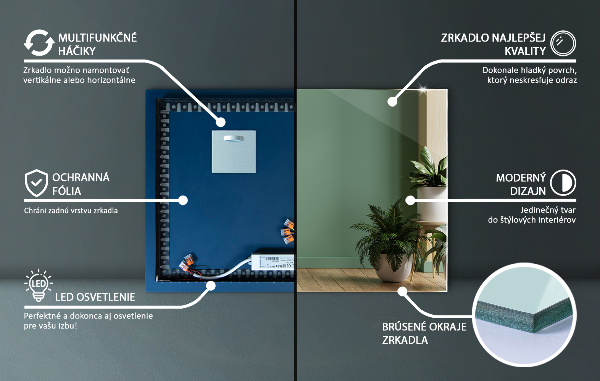 Modern előszoba tükör 50x50 cm