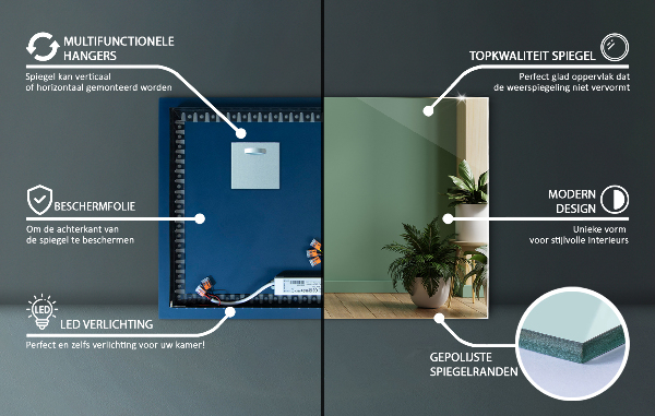 Modern nappali tükör 60x40 cm