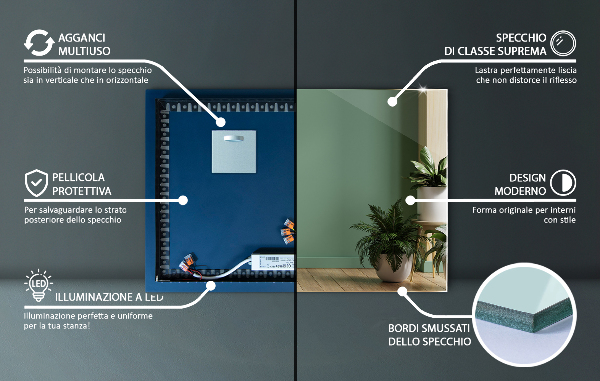 Modern nappali tükör 60x40 cm