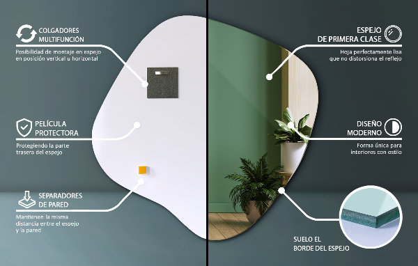 Szabálytalan tükör folt eredeti 48x48 cm