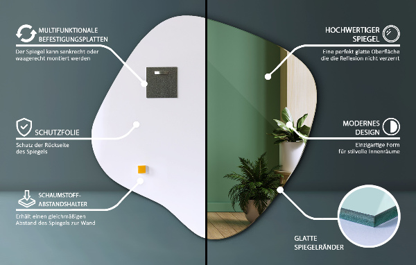 Szabálytalan tükör folt eredeti 68x67 cm