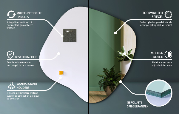 Szabálytalan tükör folt eredeti 68x67 cm