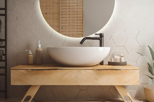 Félkör ledes tükör 35x70 cm