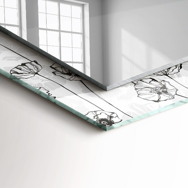 Díszes tükör Monokróm rajz virágokról